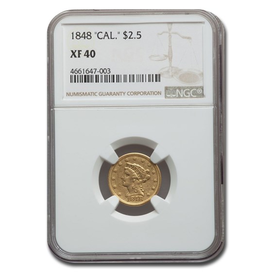 1848 $2.50 Liberty Gold Quarter Eagle XF-40 NGC (CAL.) 1848 $2.50 Liberty Gold Quarter Eagle XF-40 NGC (CAL.)